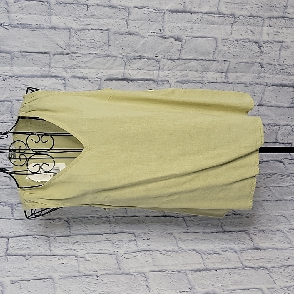WONDERLY Sage Woven Part Linen Blouse Medium‎